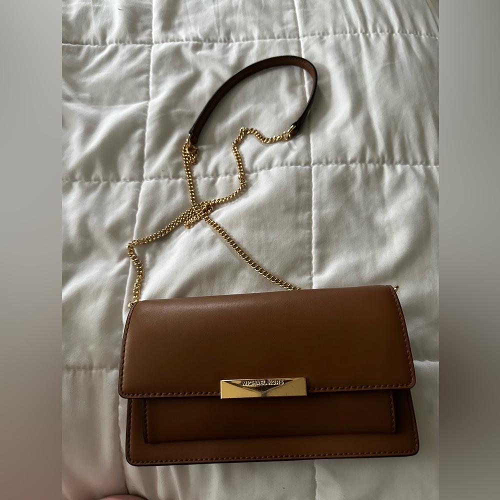 Michael Kors Tan Crossbody Bag with Gold Chain